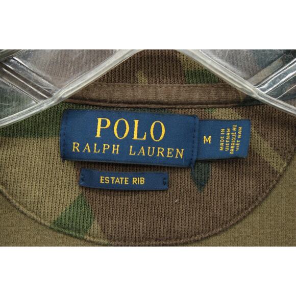 Polo Ralph Lauren Estate Rib 1/4 Zip Pullover Men's M Army Camo Stretch Sweater - Picture 4 of 7